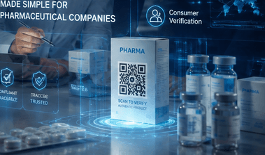 Pharmaceutical carton with a scannable QR code for consumer verification